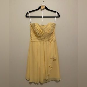 Yellow strapless bridesmaid dress